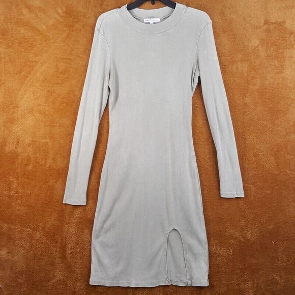 YOUNG FABULOUS BROKE Womens Dress Large Light Green Pullover Bodycon Midi Ribbed - Picture 1 of 7